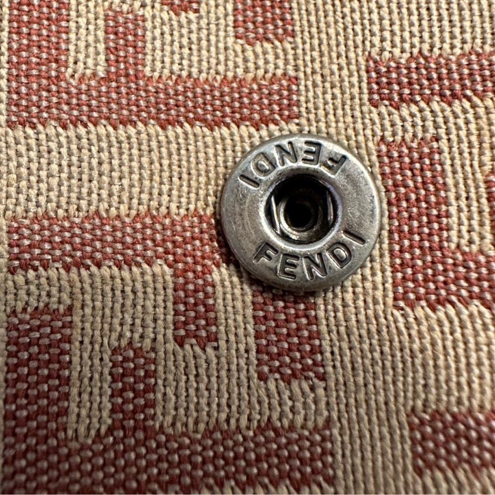 FENDI Vintage Leather and Woven FF Print Medium Wallet. Tan & Brown - Picture 6 of 16
